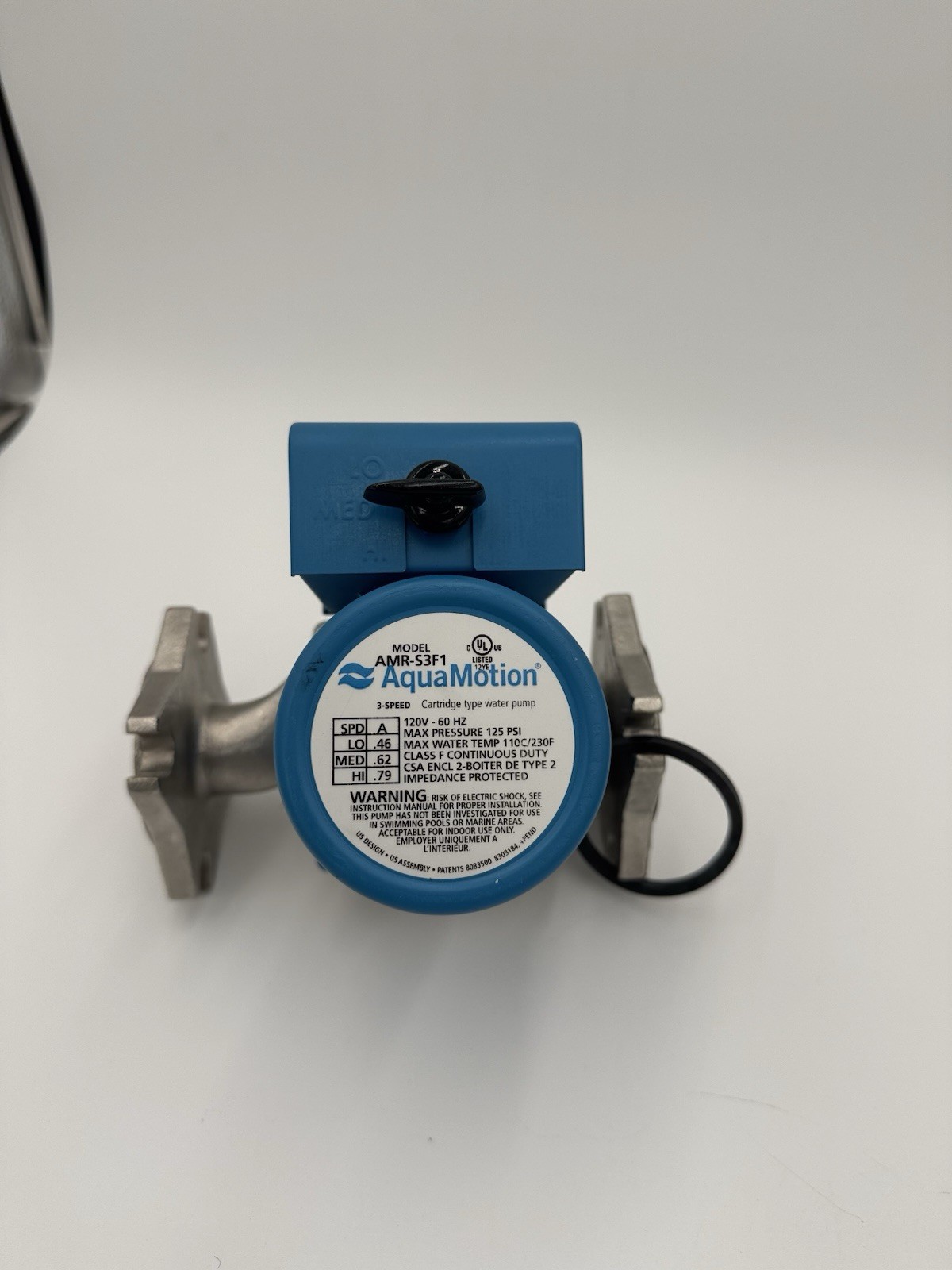 AquaMotion AMR-S3F1 Circulator Pump with Three Speed - Stainless Steel