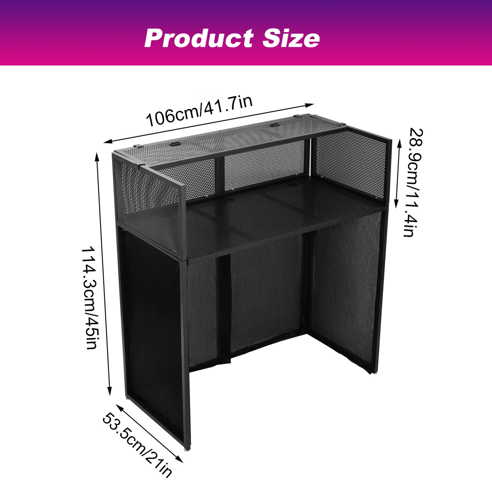 DJ Table Stand Adjustable Booth Facade w/Travel Bag Scrims +Built in Flat Table-