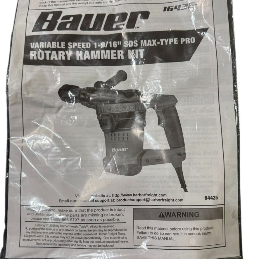 Bauer 1-9/16 in. SDS Max Pro Rotary Hammer Kit with Case