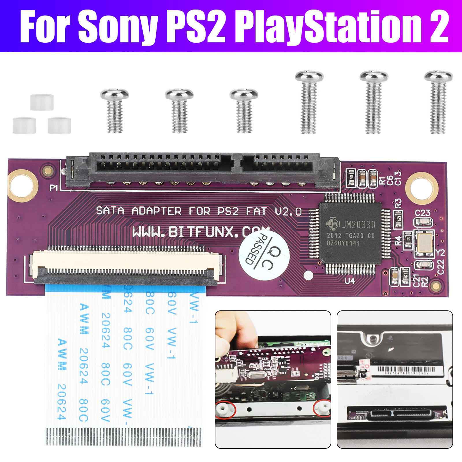 SATA Upgrade Hard Drive Adapter Kit for Sony PS2 PlayStation 2 Original Network