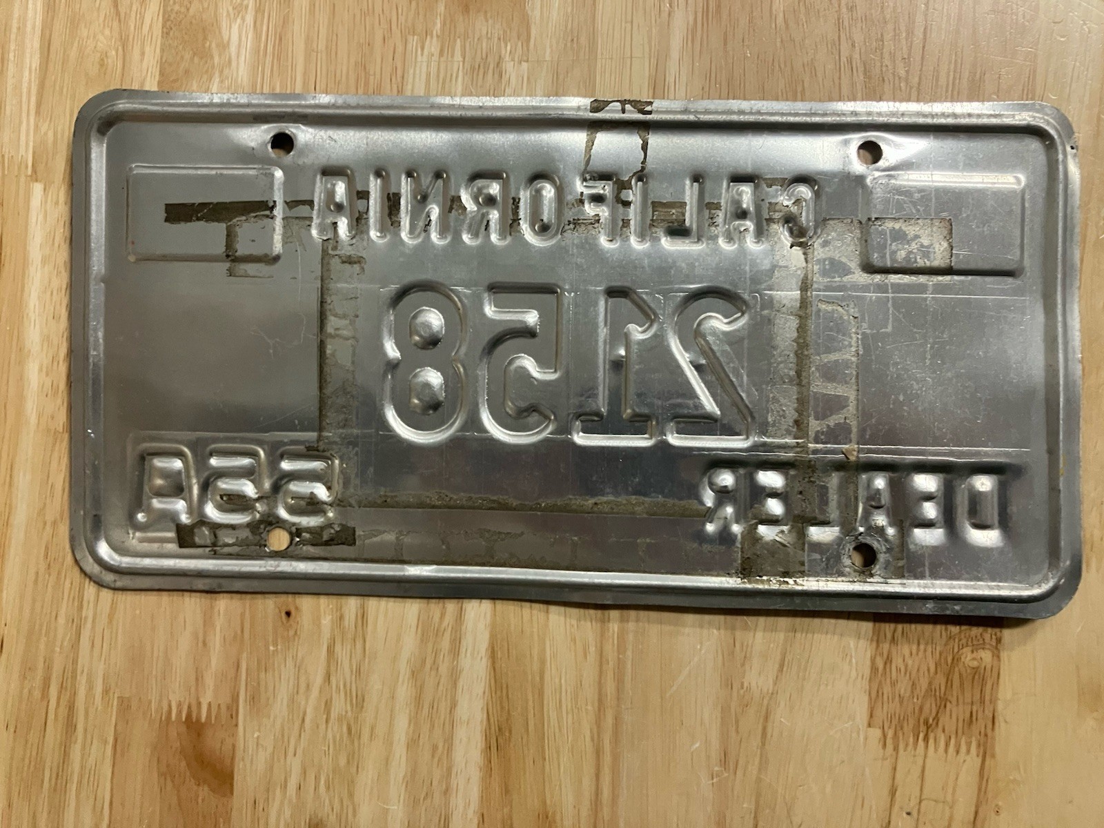 Vintage California Dealer License Plate 1970’s Base Low Number 2158