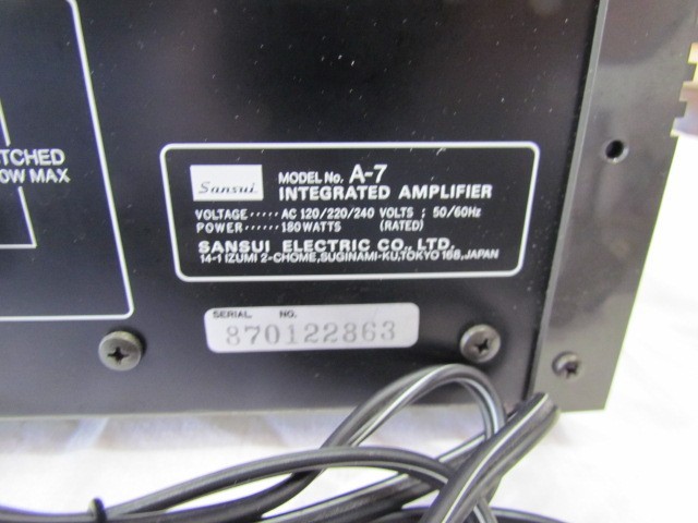 Sansui Integrated DC Servo Amplifier A-7 Silver Face -Tested -Working-VERY CLEAN