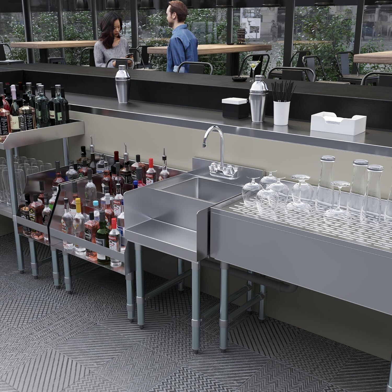 22 in. x 18 in Stainless Steel Utility Blender Station with Dump Sink and Faucet