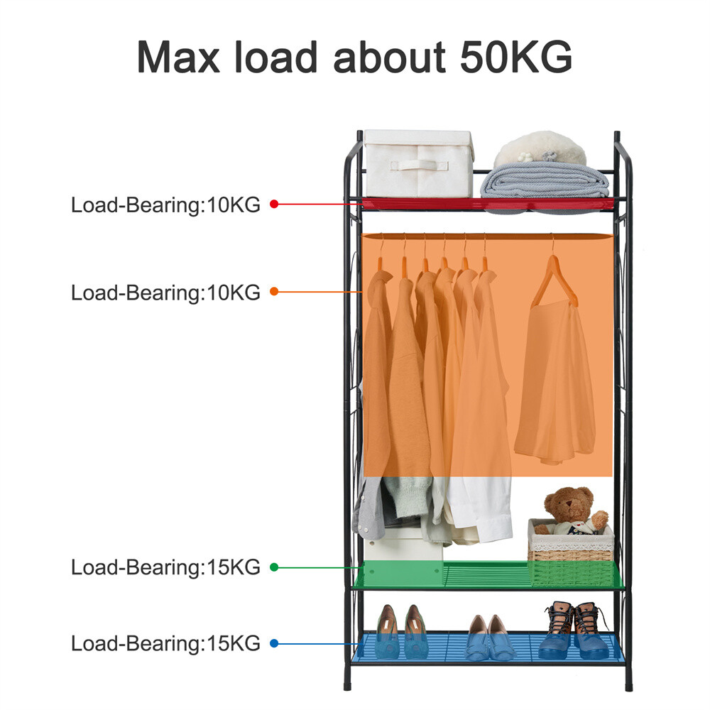 Metal Clothes Rail Storage Garment Shelf Clothing Hanging Heavy Duty Shoe Rack