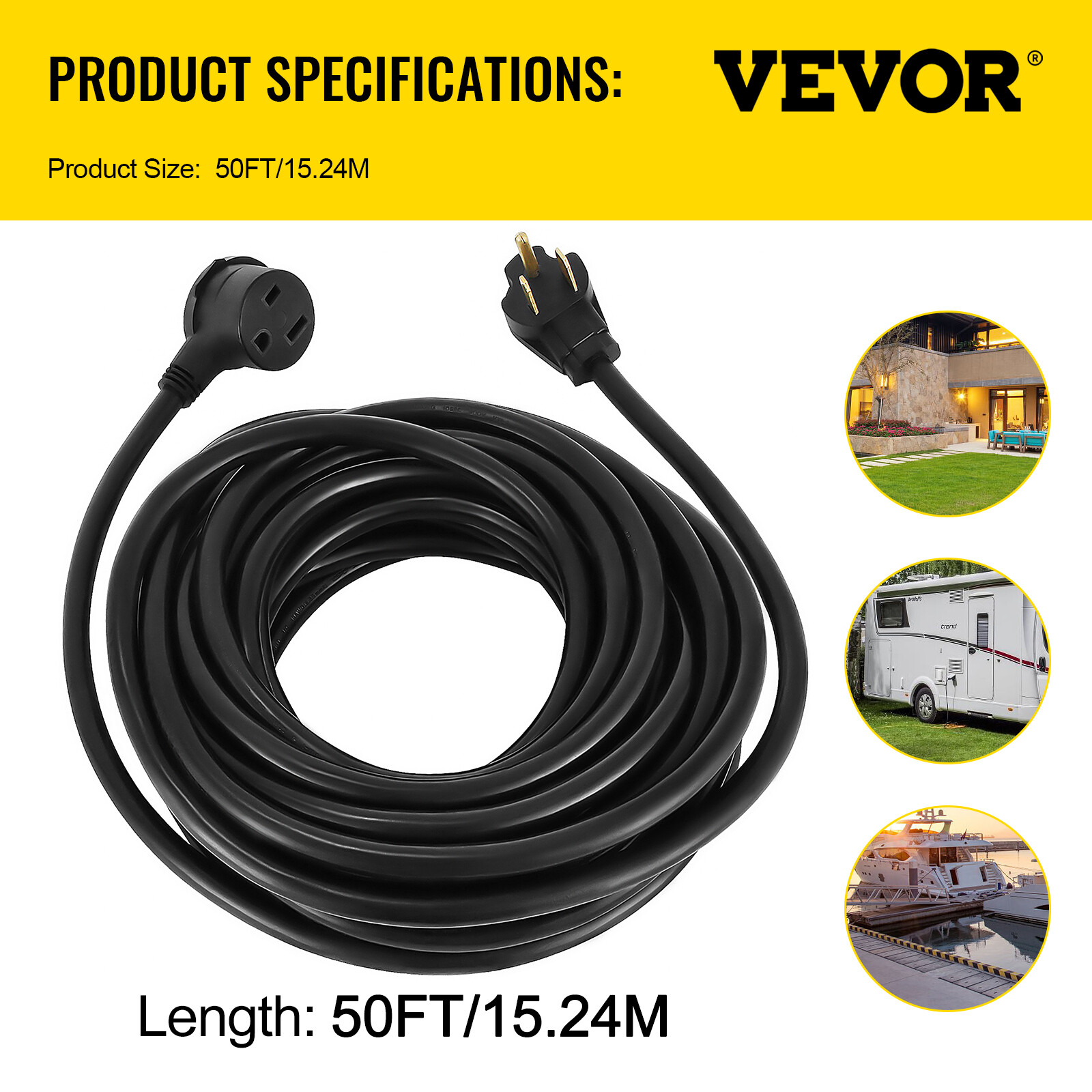 VEVOR 50ft 220 Volt 50 Amp 10/3 Welder Extension Cord for Welding Machine W/ UL