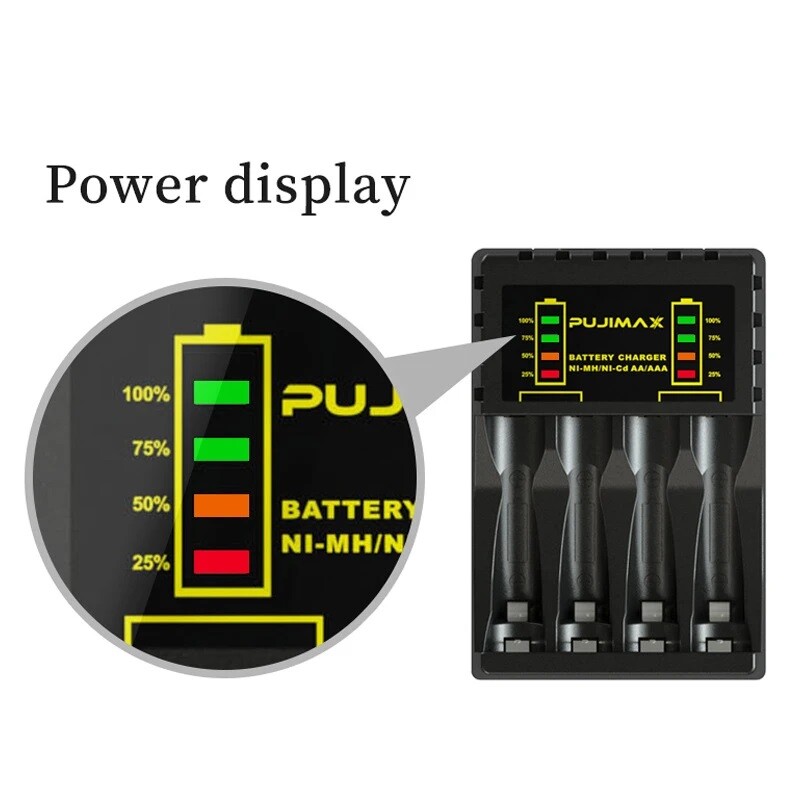 Intelligent Battery Charger 4 Slot For AA AAA NI-CD NI-MH Rechargeable Batteries