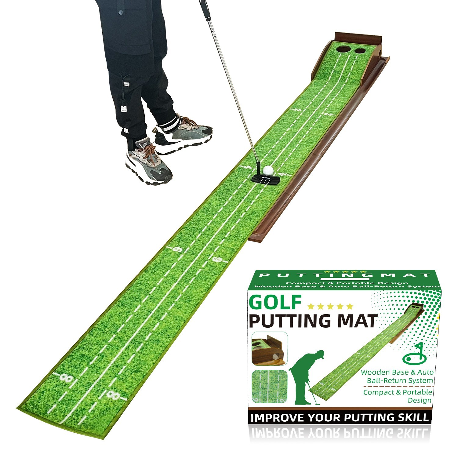 9.265 Ft Golf Putting Mat Pro for Indoor & Outdoor Practice Use
