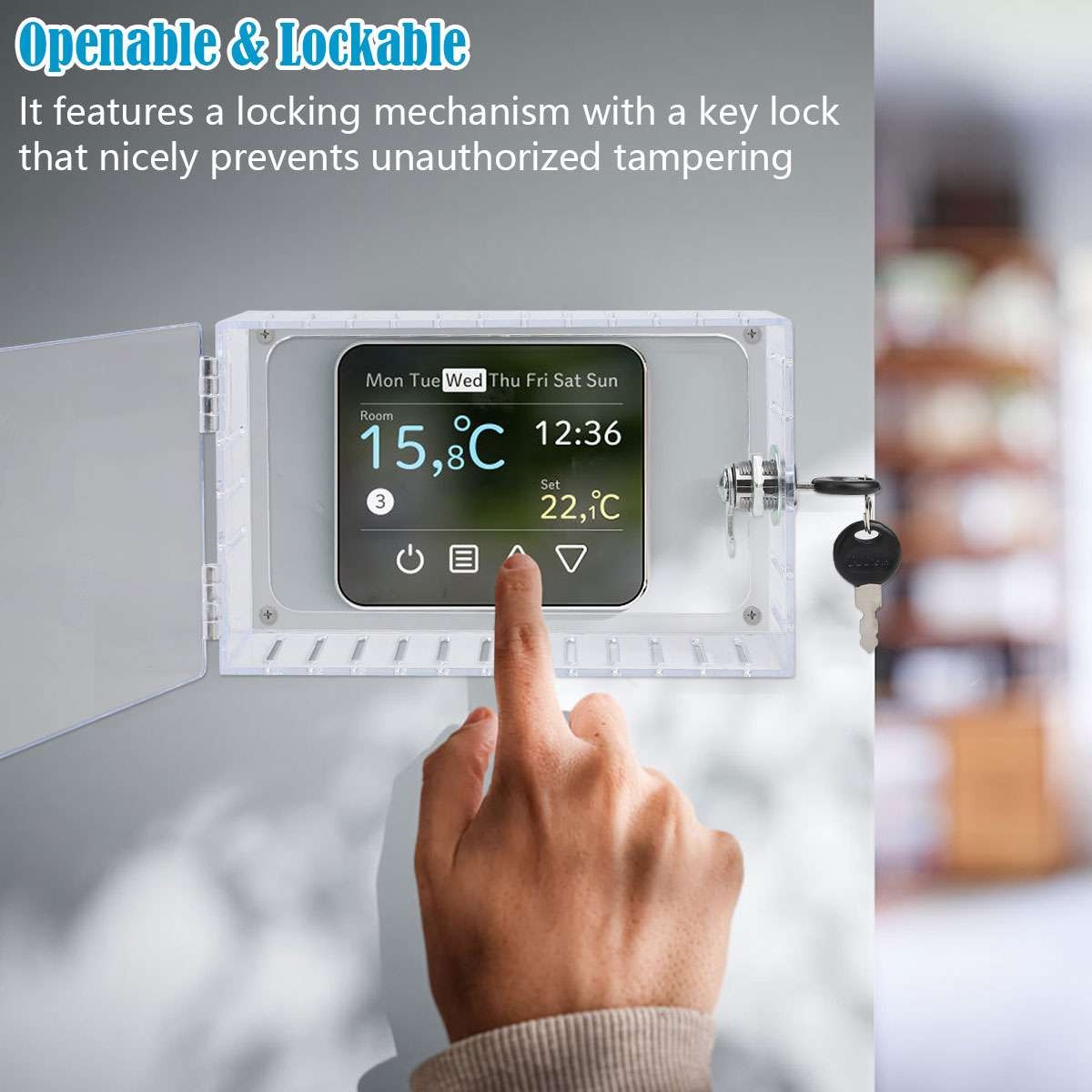 Thermostat Lock Box with 2 Keys Transparent Protective Cover Acrylic Guard Box