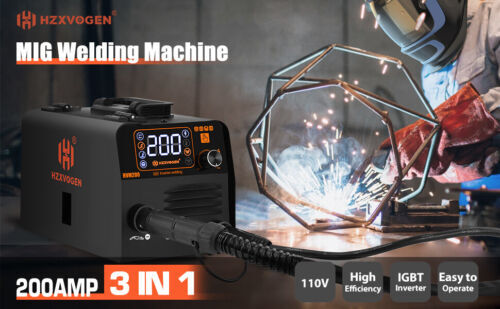 HZXVOGEN 3 in 1 MIG Welder 200Amp Flux MIG/lift TIG/MMA Welding Machine 110V