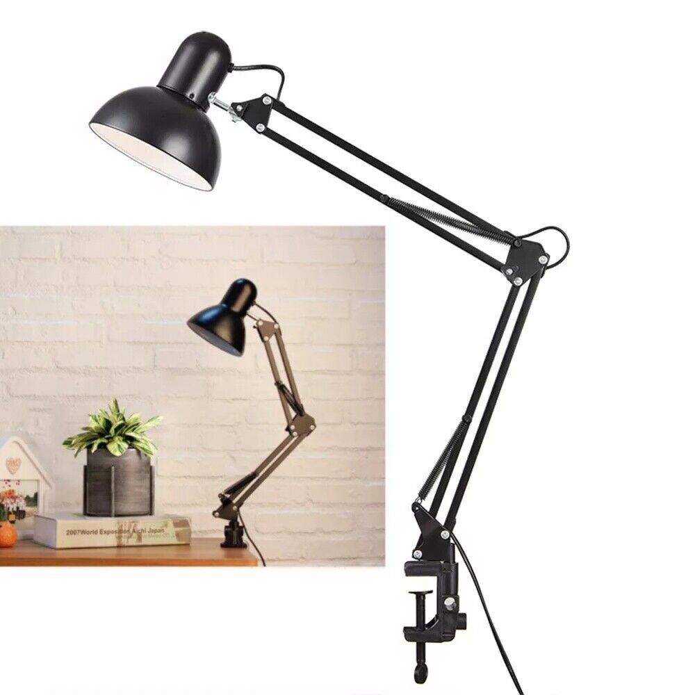 Lamp Desk Architect Arm Swing Adjustable Light Table Clamp Black Metal USA Plug