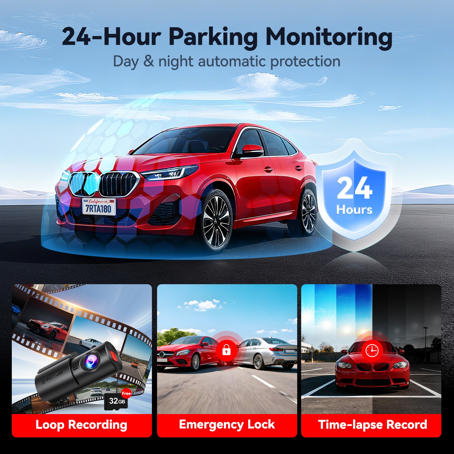 REDTIGER A1 4K Dash Cam WiFi APP Control Compact Mini Super Night Vision