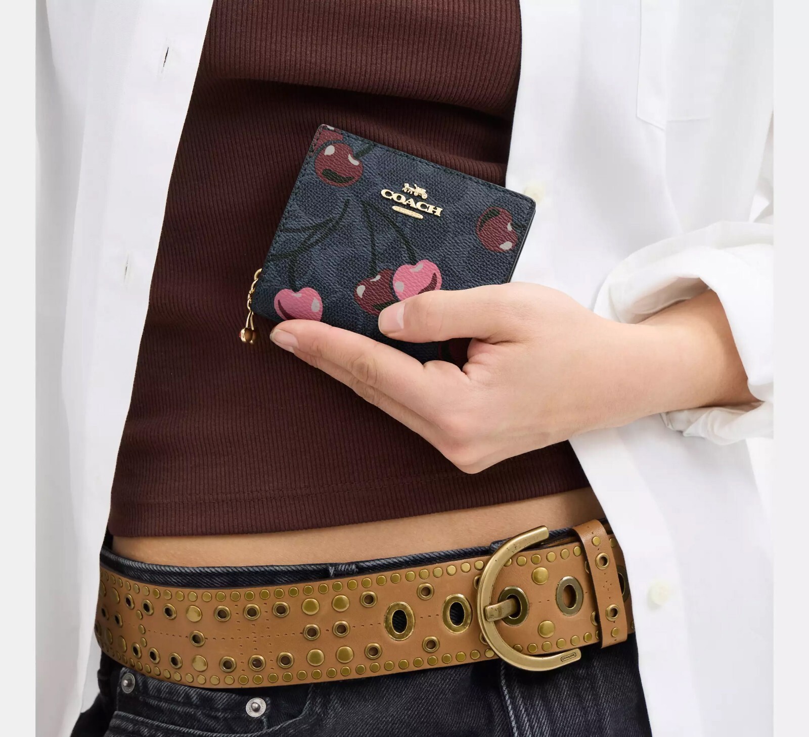 NWT Coach Snap Wallet In Signature Canvas With Cherry Print 🍒 CZ347/CZ618