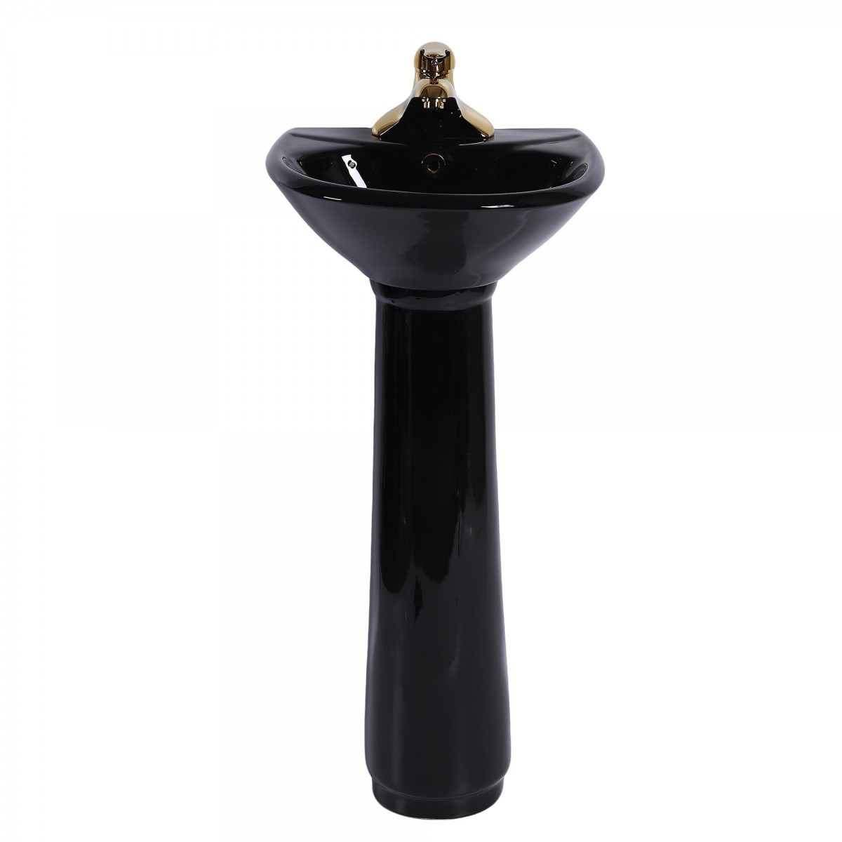 Renovators Supply Black Bathroom Pedestal Sink 4" Centers with Overflow