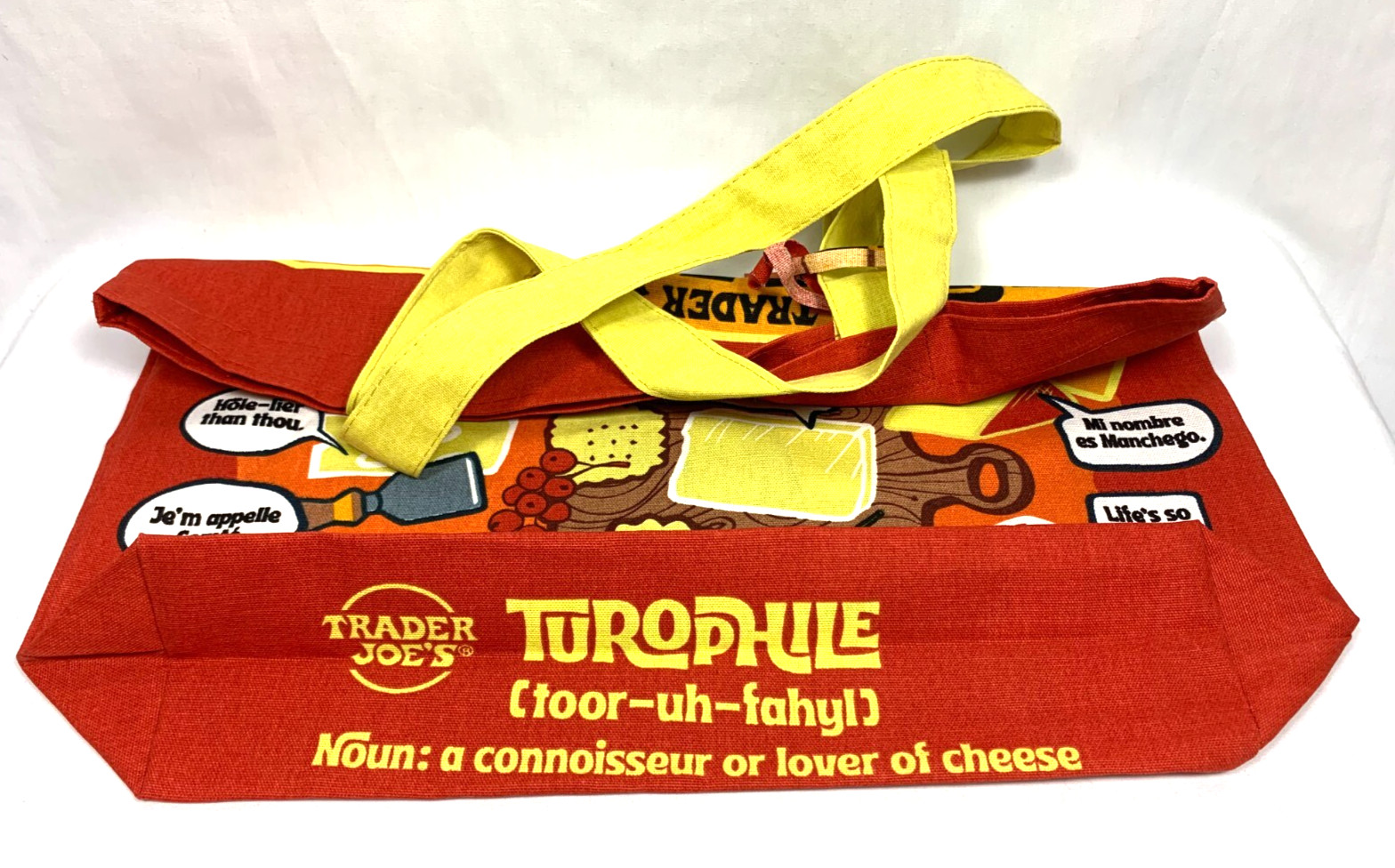 Trader Joe's Bag Tote Canvas NEW Cheese Adventures Shopping Heavy Duty & Large