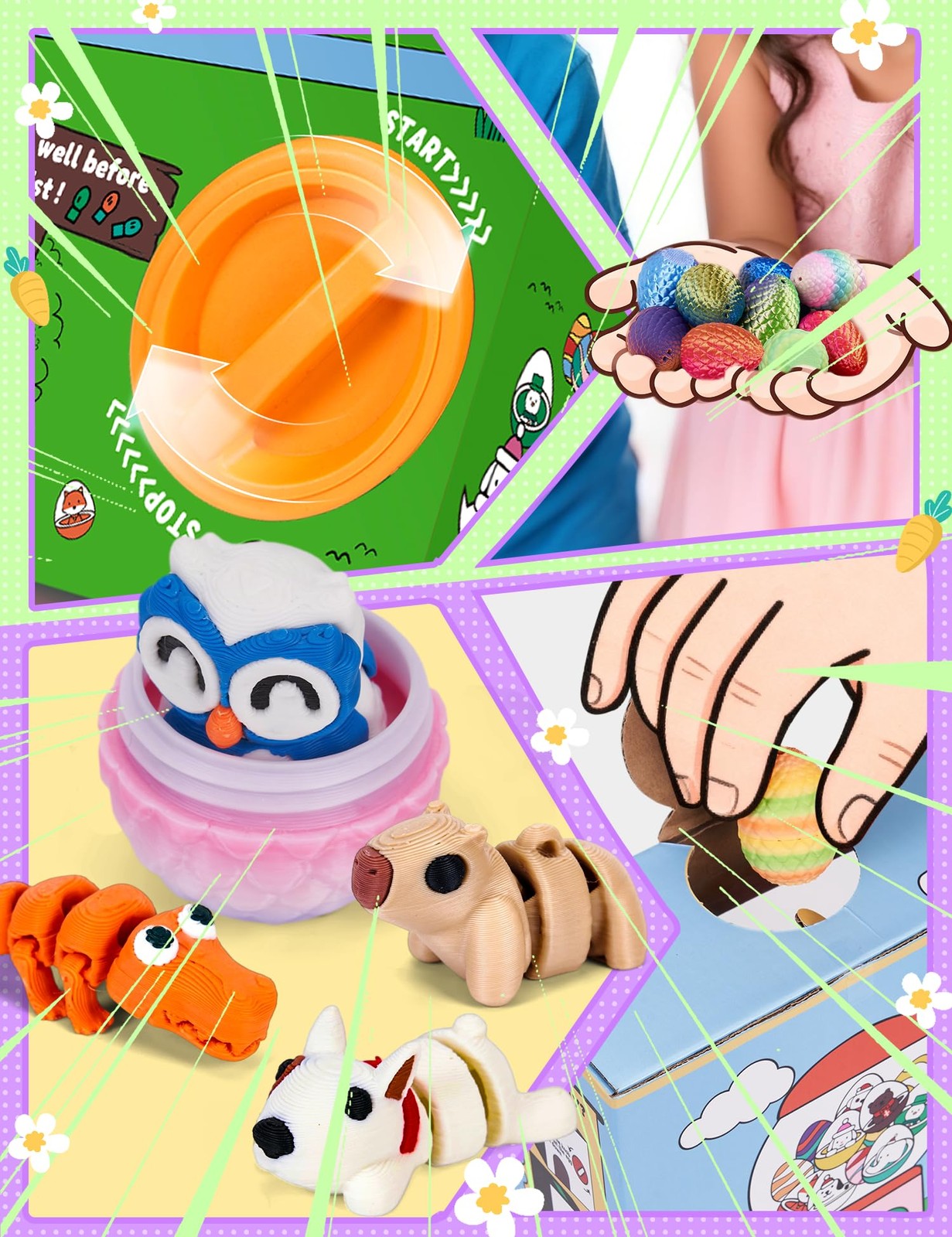 24Pcs Prefilled Easter Eggs Mini Vending Machine Easter Basket Stuffers Fille...