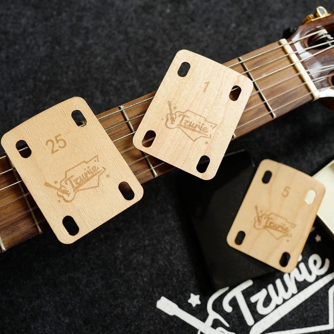 Electric Guitar Neck Shims Set of 3 -0.25°, 0.50°, 1.00° - Solid Maple