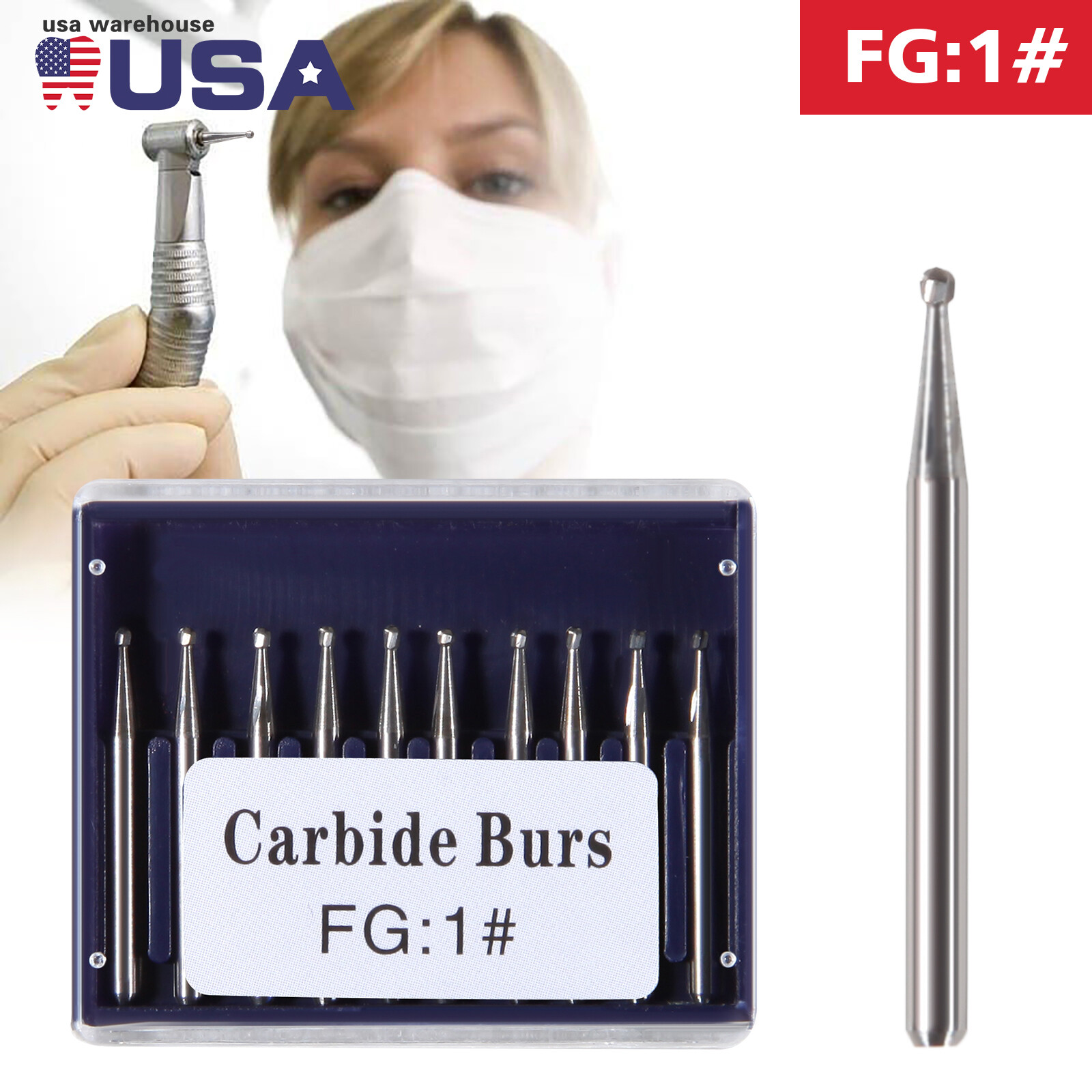 Dental FG Burs High Speed Handpiece Round Tungsten Carbide Tungsten Steel