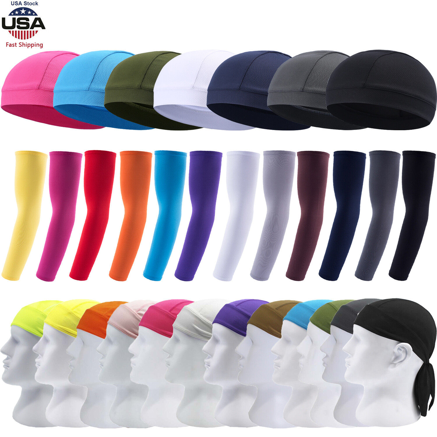 Outdoor Sport UV Sun Protection Arm Sleeves Cycling Cap Beanie Cap for Men Women
