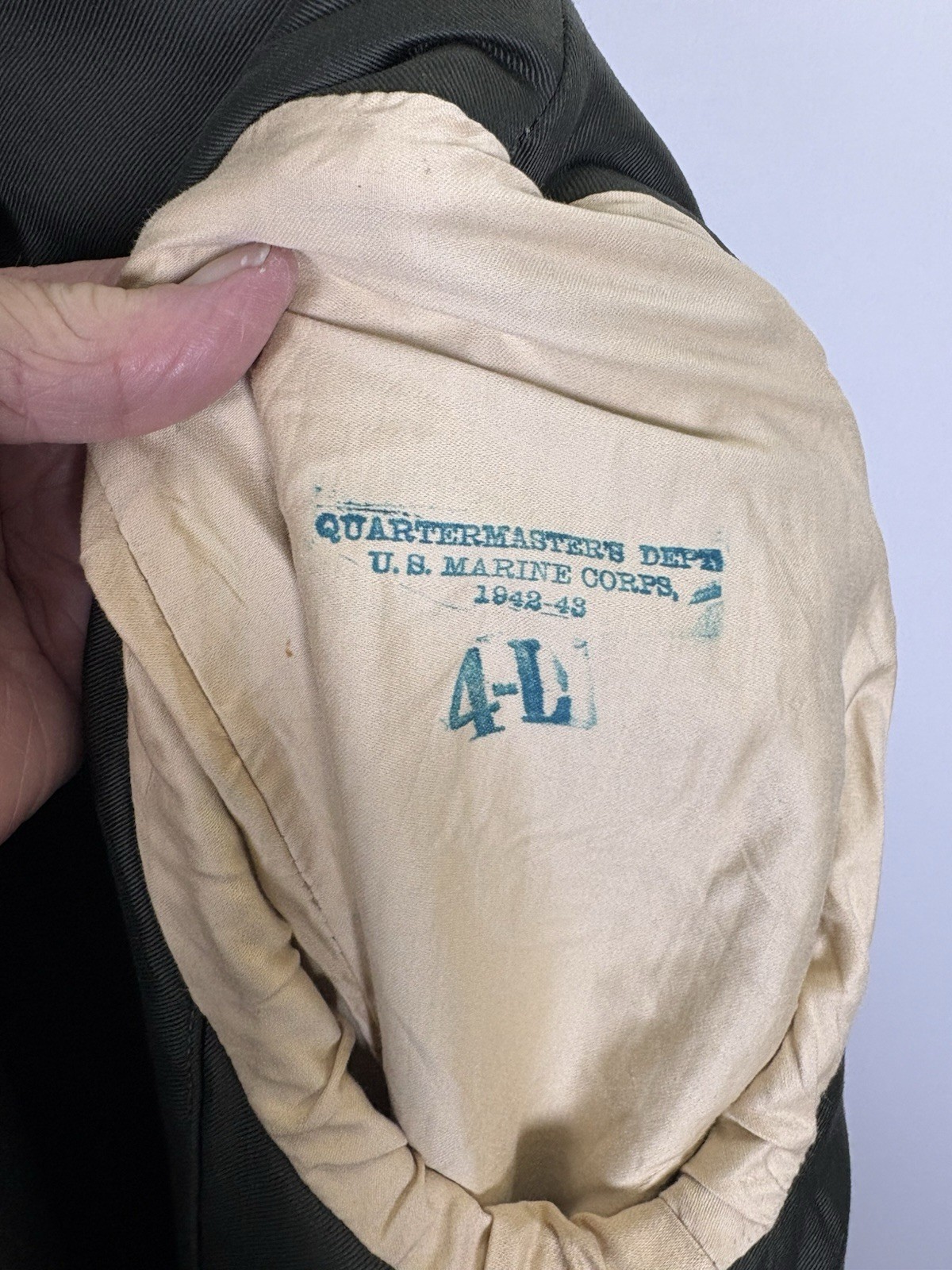 WWII USMC Overcoat 1942-43 Quartermaster 4-L Long Wool Coat