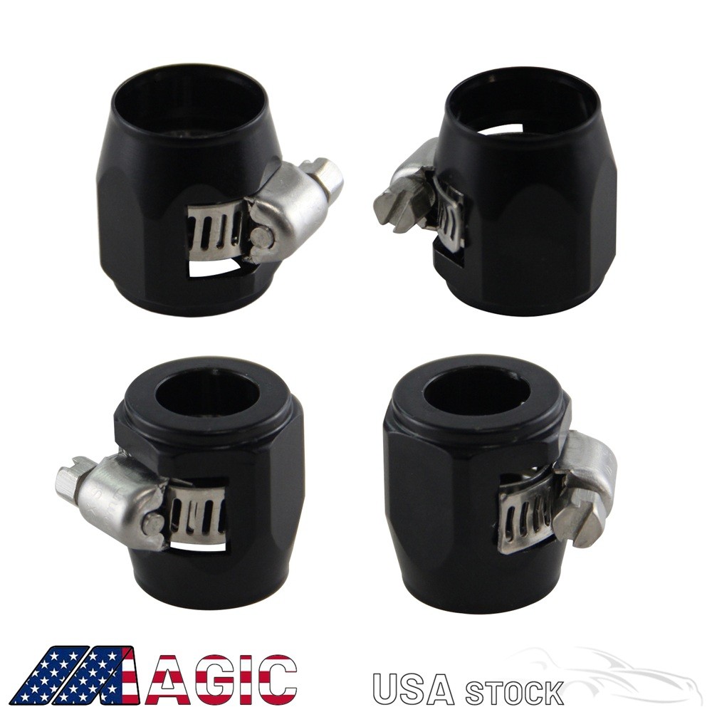4PCS 8AN AN8 1/2" 18mm ID Fuel Hose Line End Cover Clamp Finisher Fitting Black