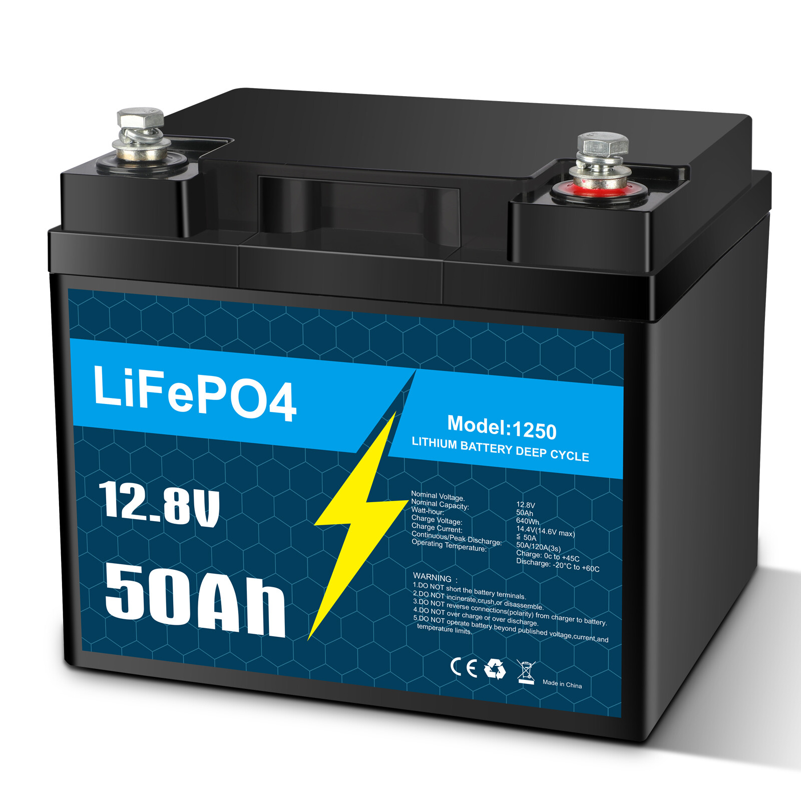 12V LiFePO4 Battery 50Ah 30Ah 20Ah 10Ah Deep Cycle BMS for RV Trolling Motor