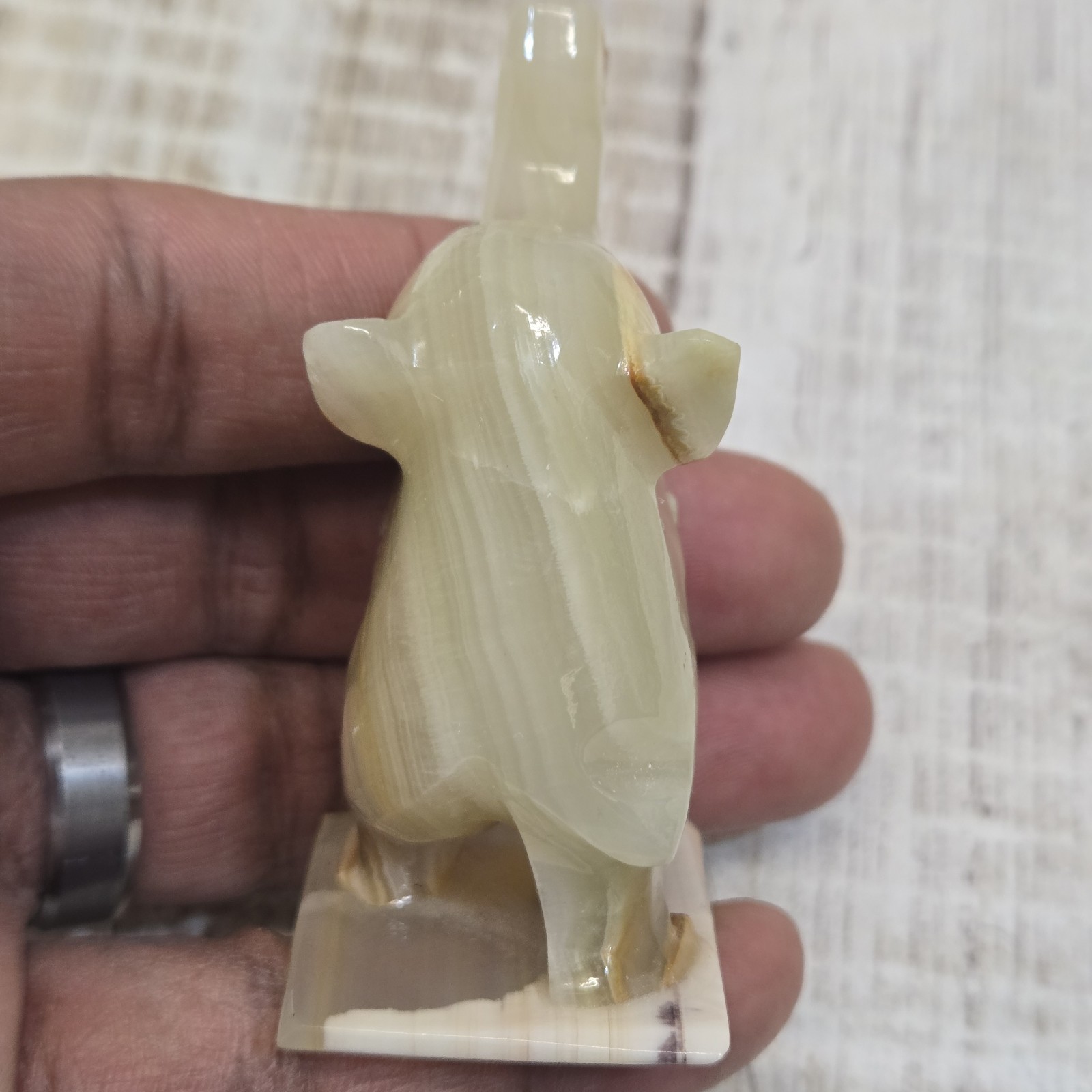 Lot Of 4 Vintage Hand Carved Marble/ White Onyx Quartz Stone Elephants