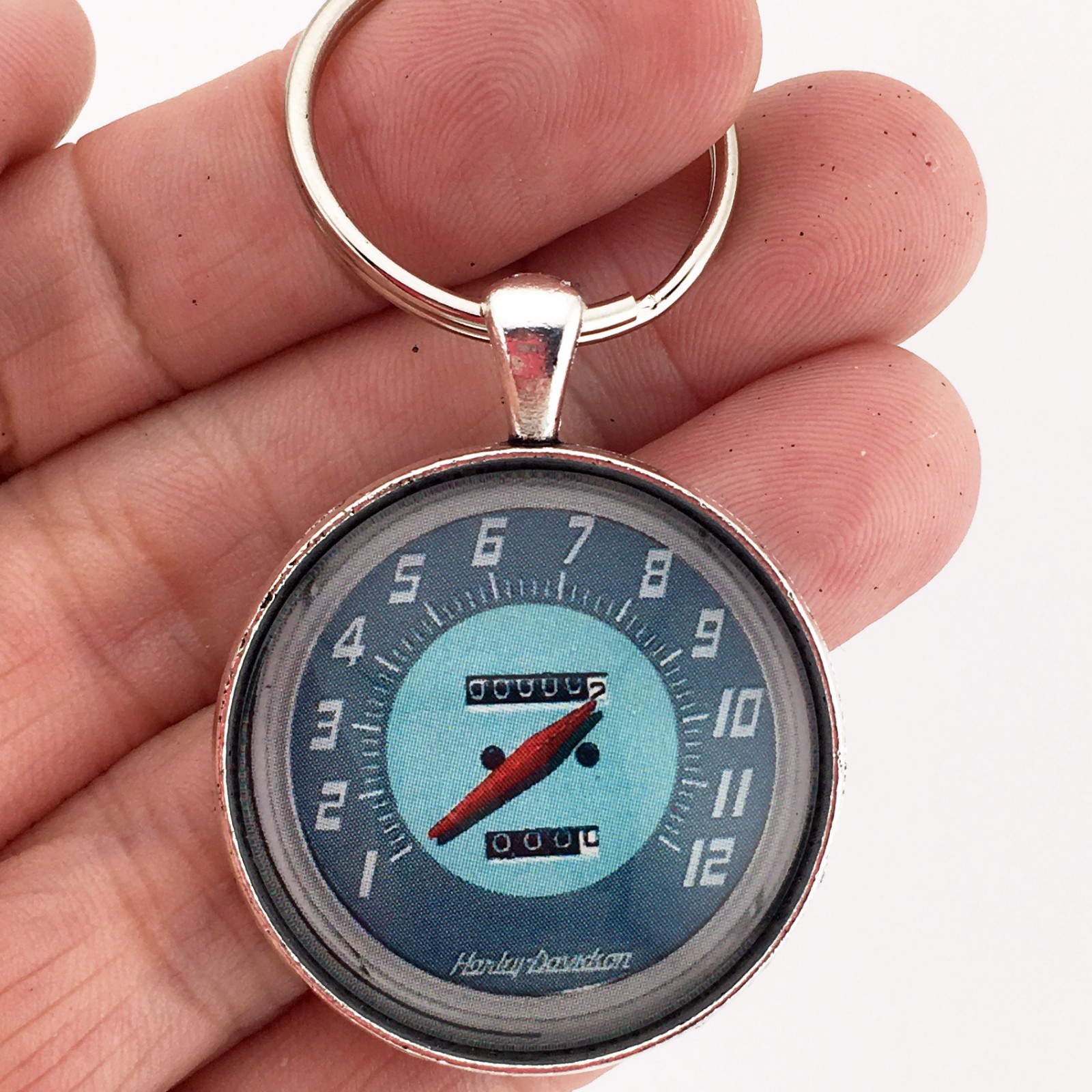 Harley Davidson 1948-1952 Panhead Blue Face 120 MPH Speedometer 1.2" Keychain