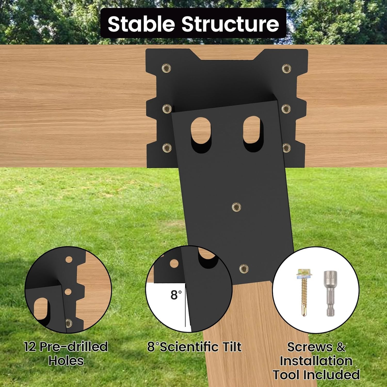 8 PACK Deer Blind Brackets, Outdoor 4 x 4 Platform Bracket, 14 Gauge Steel