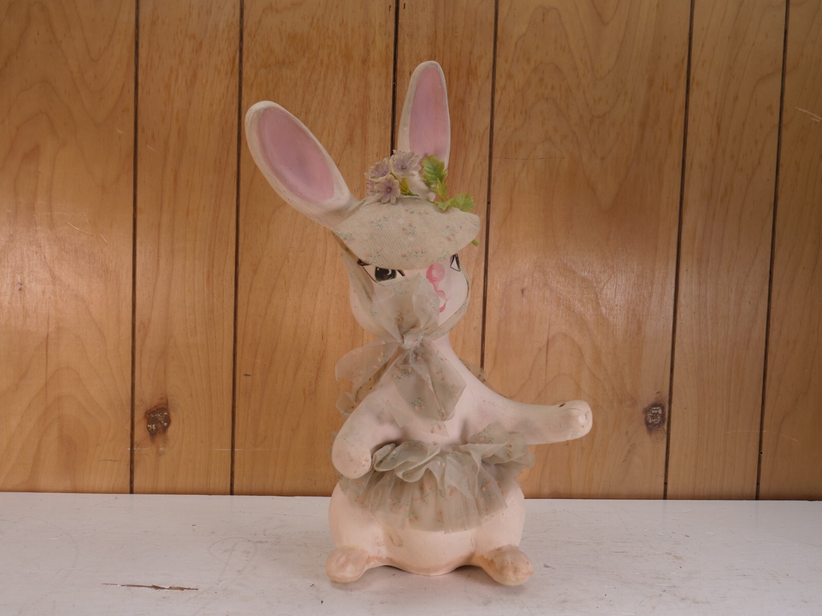 Vintage Hand Painted Large Easter Rabbit Statue RARE
