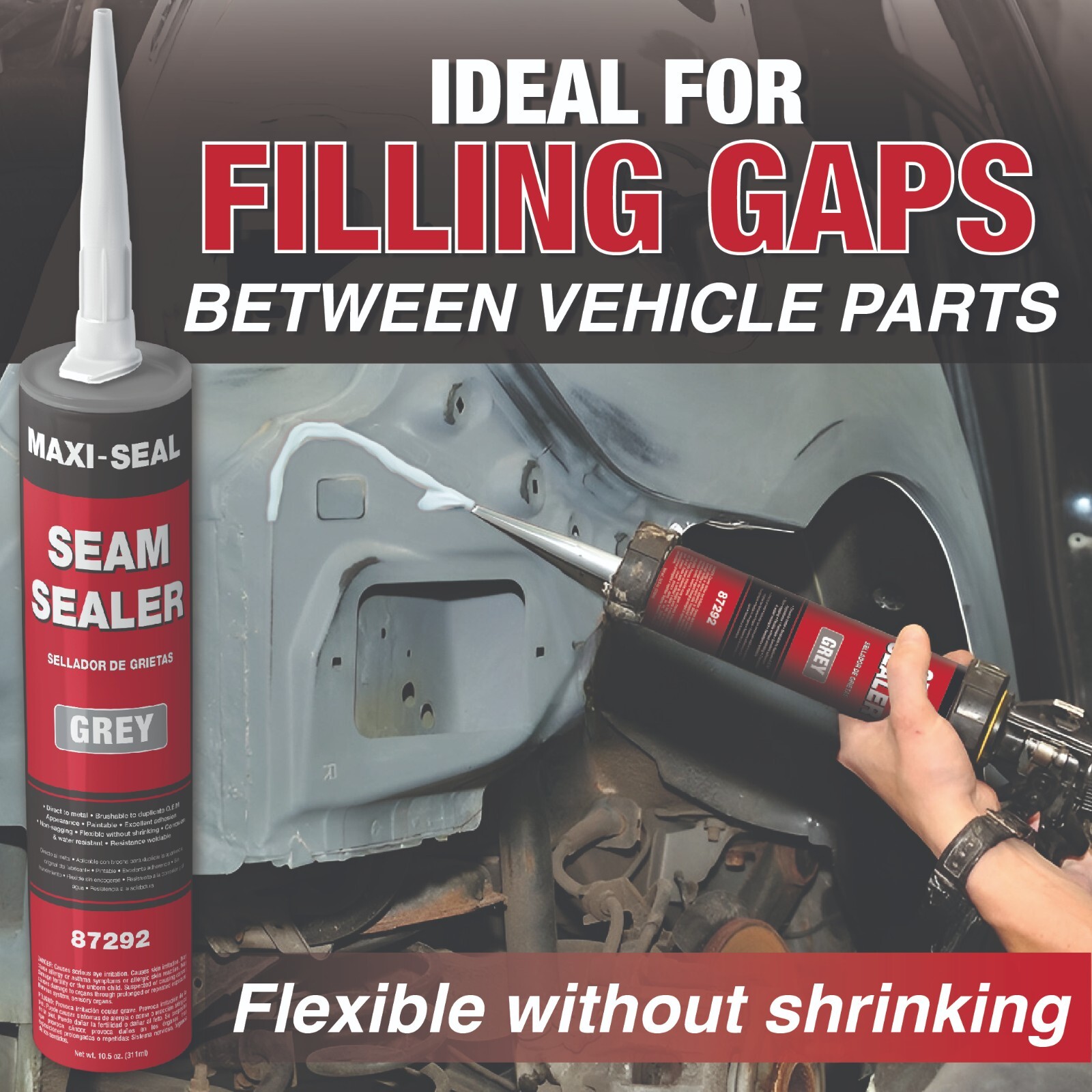 Maxi-Seal Polyurethane Seam Sealer Automotive - Grey, 10.5oz Tube