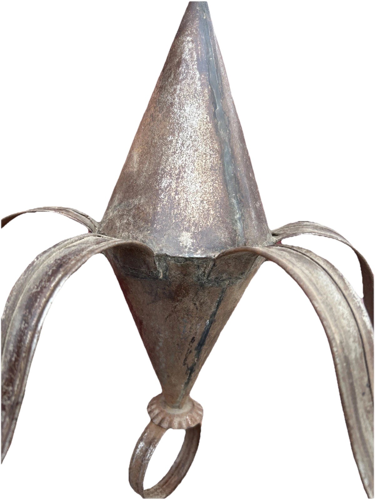 ANTIQUE HAND FORGED EARLY AMERICAN COLONIAL STYLE 6 ARM TIN CHANDELIER