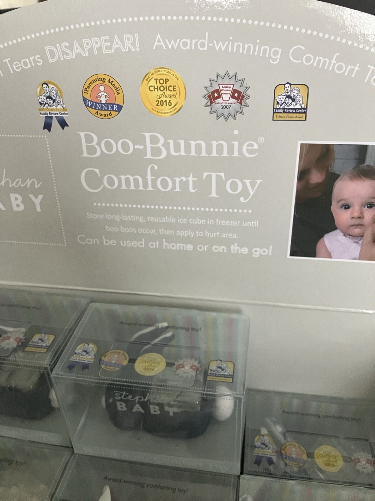 New Stephan Baby Boo-Bunnie Denim Plush Comfort Toy w/ Boo Cube Soothing