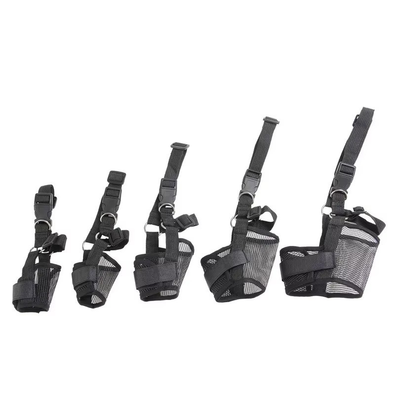 Soft Mesh Dog Muzzle Adjustable Anti Bark Bite Chew Grooming Mouth Guard Nylon