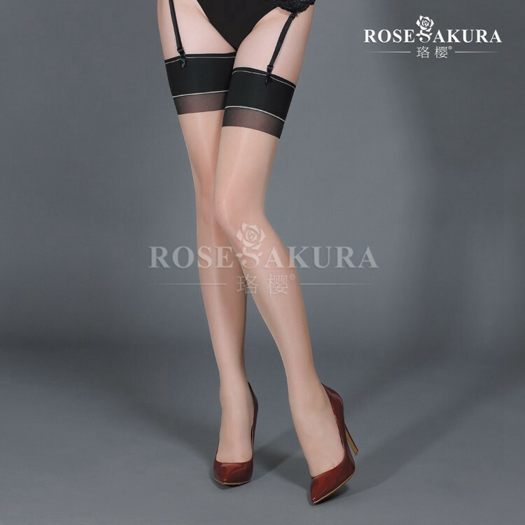 Rose Sakura 2 Tone BACK SEAM Seamed Stockings Thigh High Sheer Nylons 10 Denier