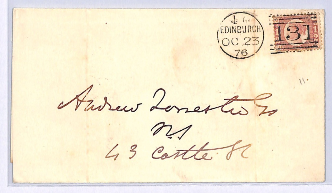 GB QV BANTAM ½d Plate 11 (JO) HALFPENNY Cover Edinburgh Local 1876 Scotland XB43