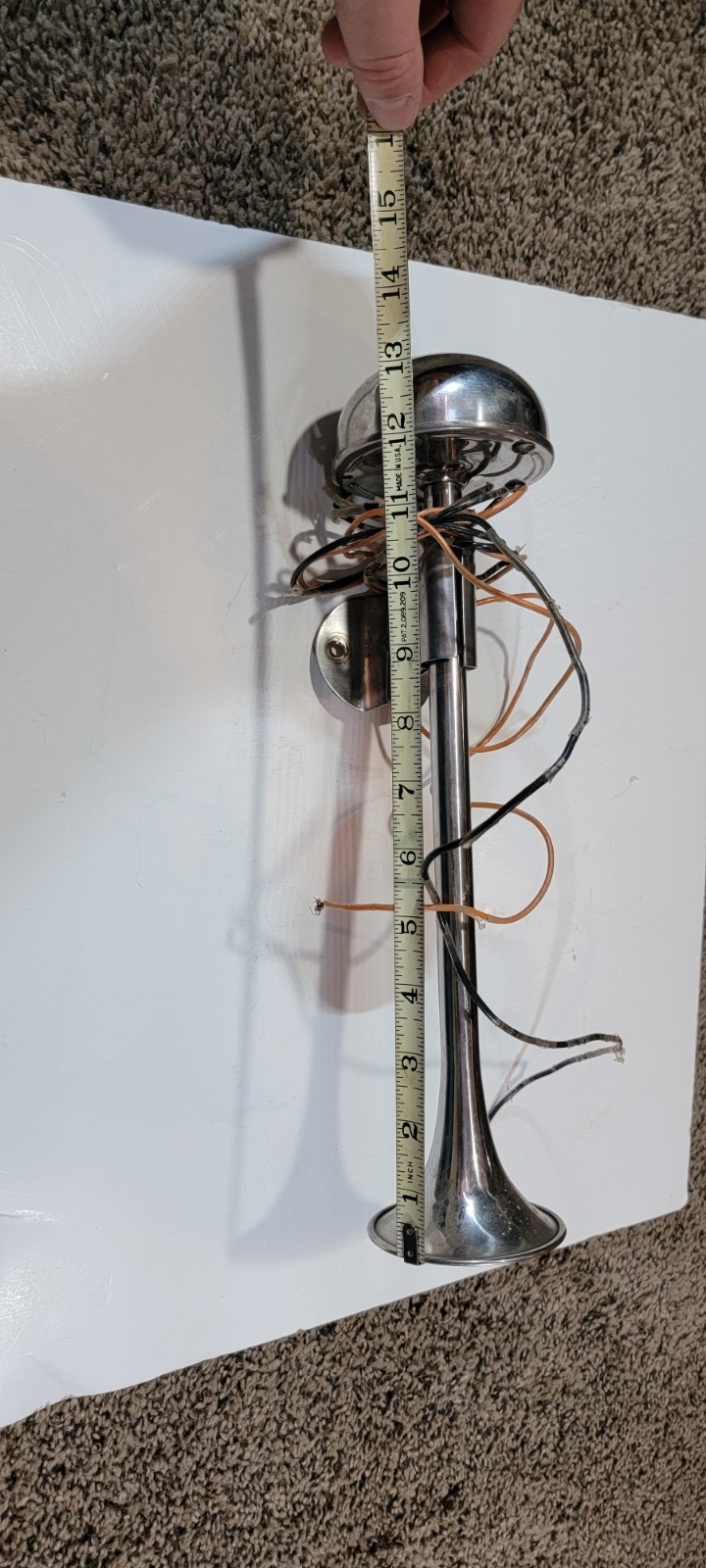 Vintage 13" Stainless Steel Single Trumpet Marine Horn 12V Made In Japan