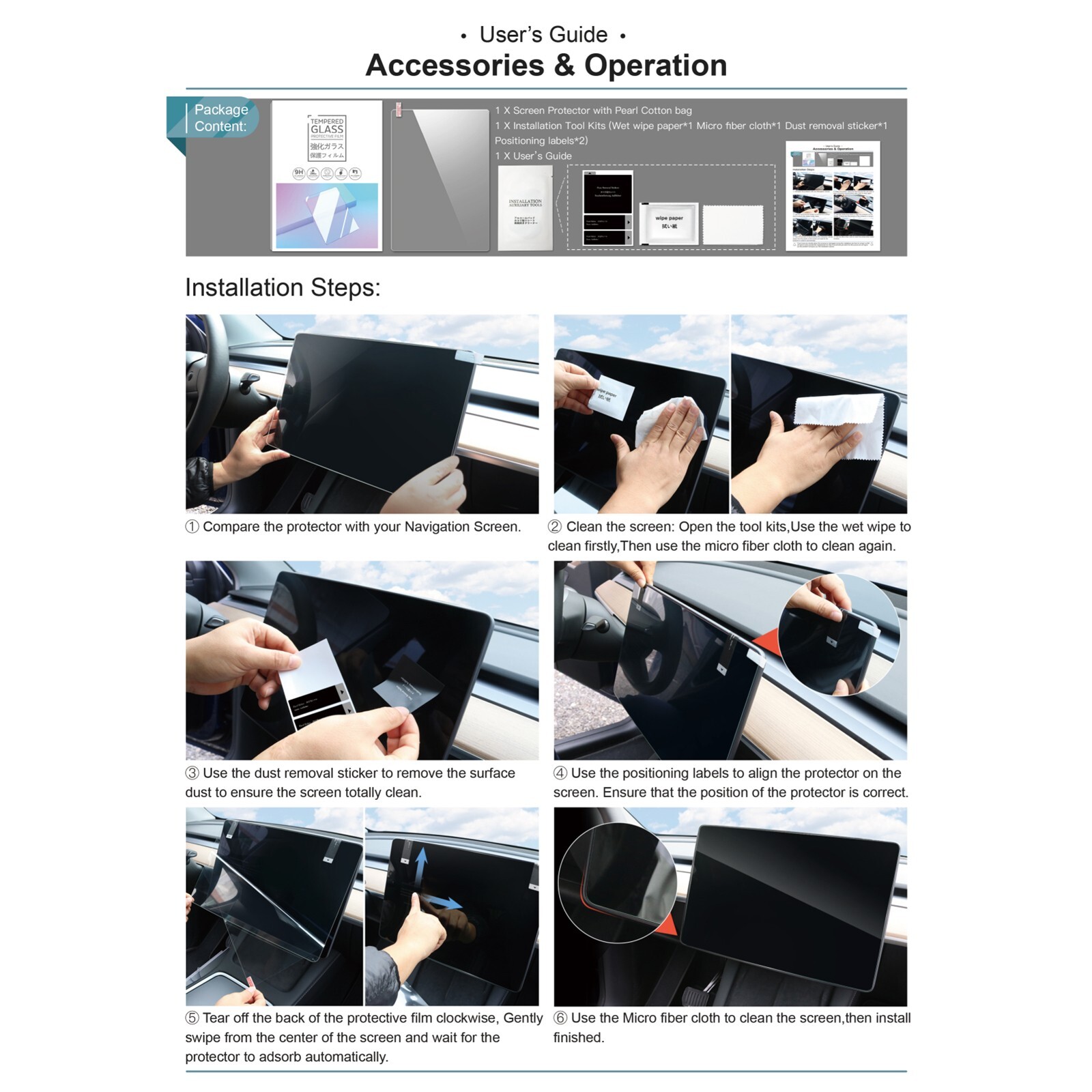 RUIYA Car Screen Protector Tempered Glass 13.4-in For 2022-2024 Chevy Silverado