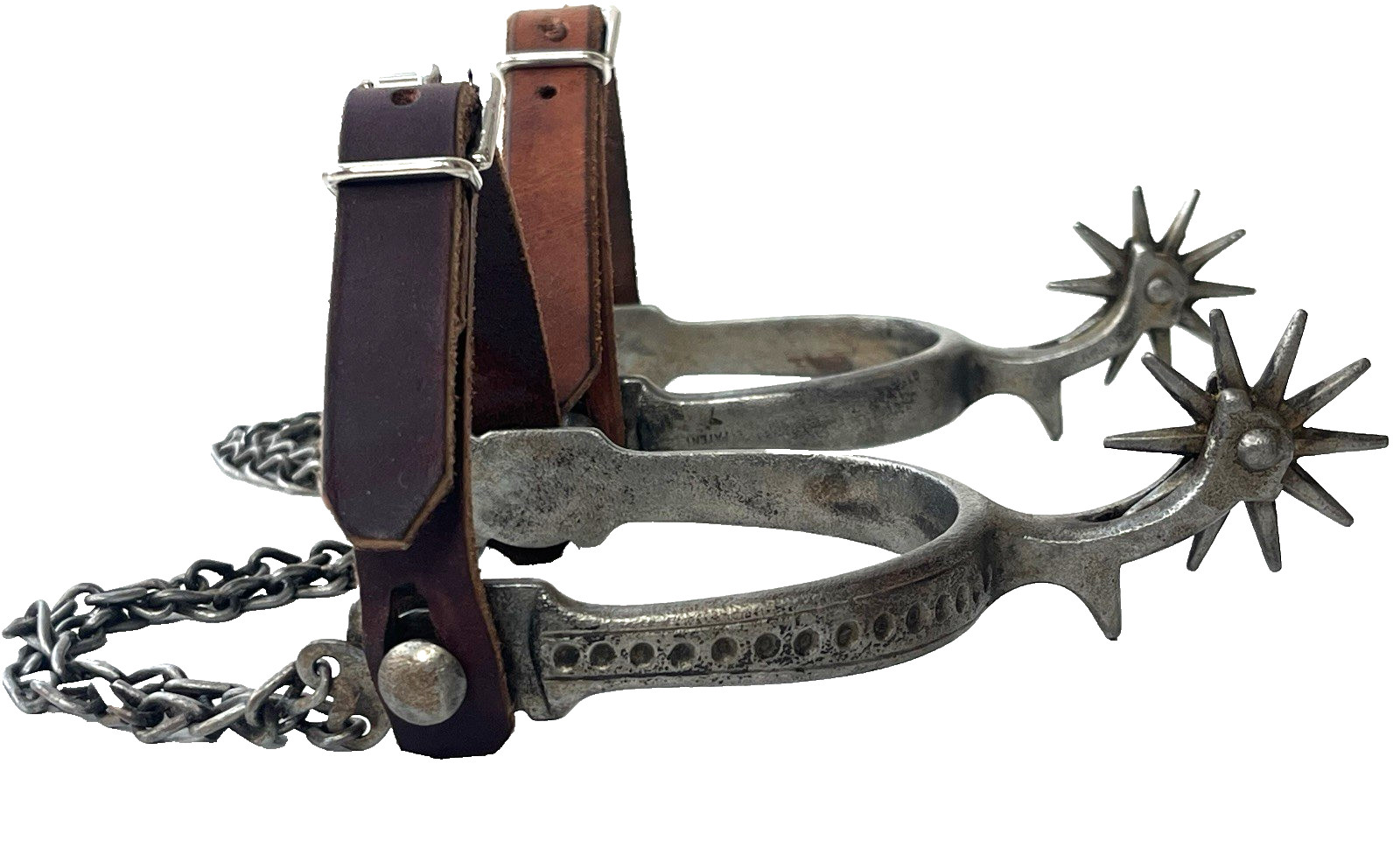 VTG AUGUST BUERMANN for NORTH & JUDD WESTERN RIDING SPURS Original Chains c.1927