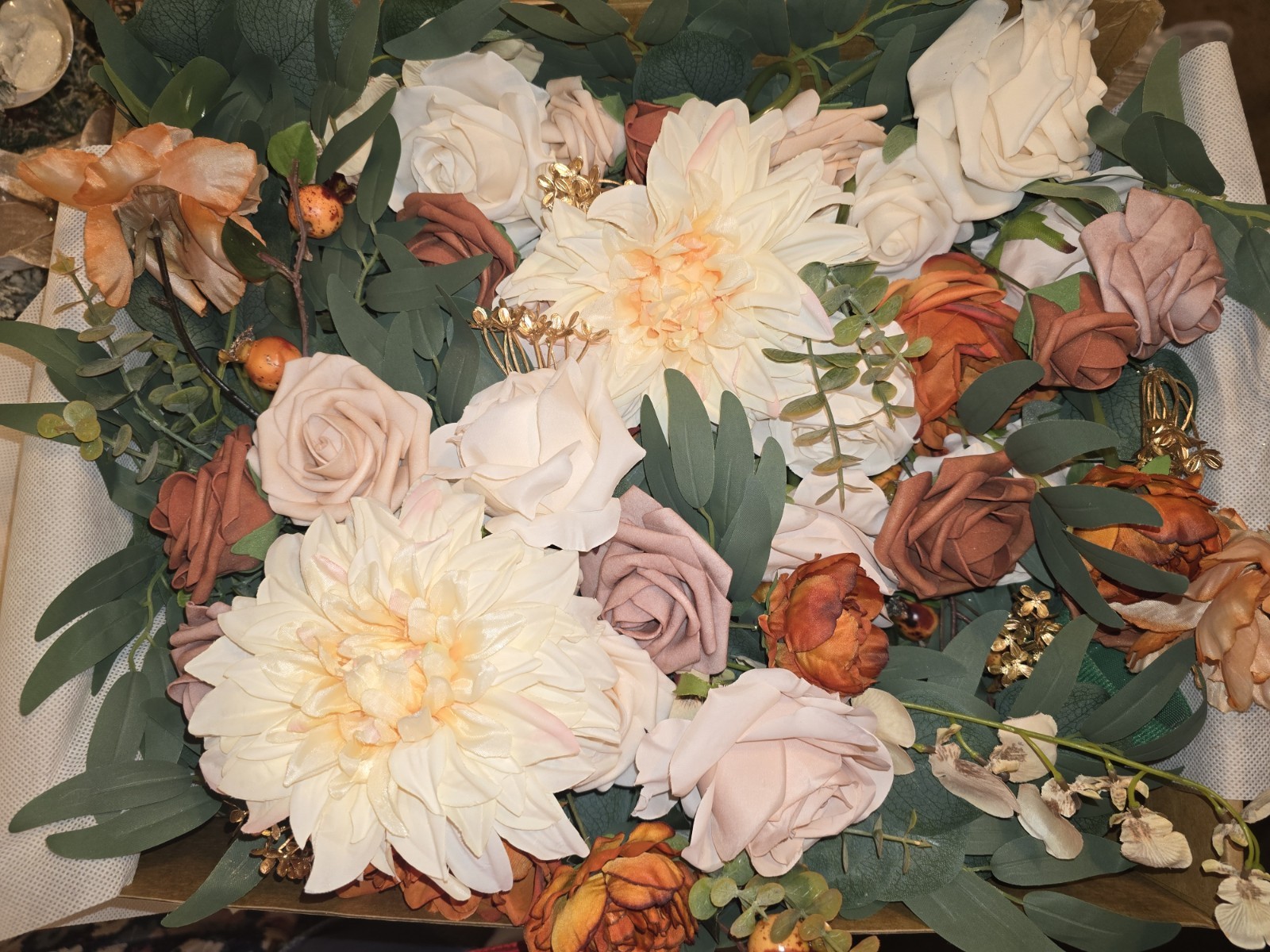 Ling's Moment Burnt Orange Artificial Wedding Arch Flowers Kit Pack of 4