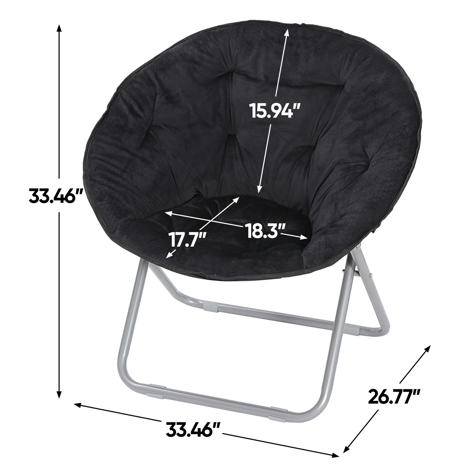 Oversized Moon Saucer Chair Seat Stool Soft Folding Home Living Room Sofa Black