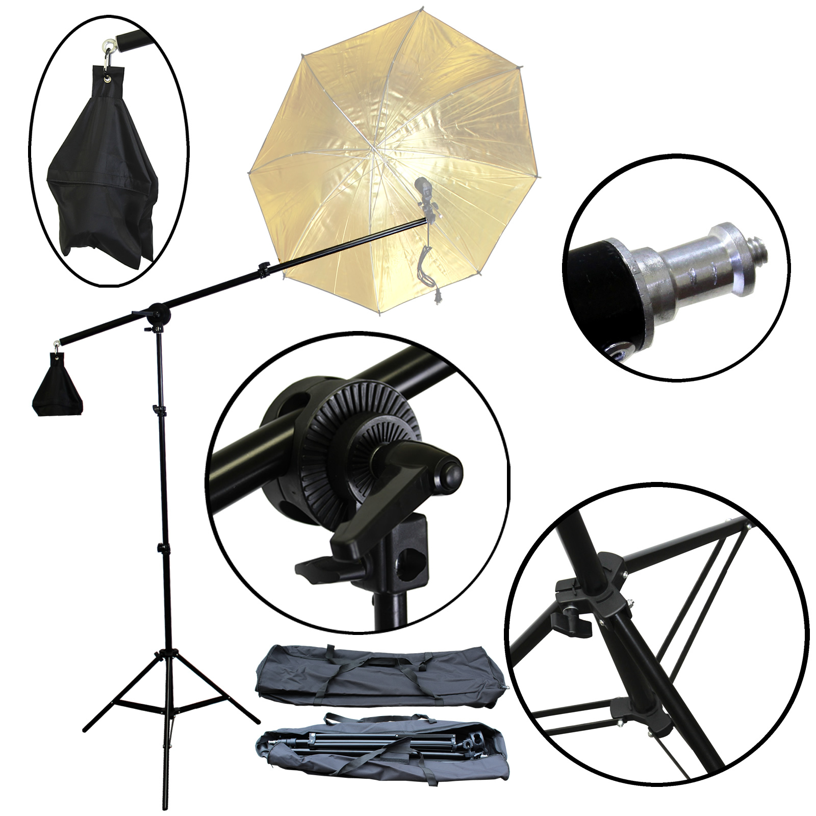 NEW Premium Boom Set Studio Photography with Light Stand Carrying Bag US SELLER