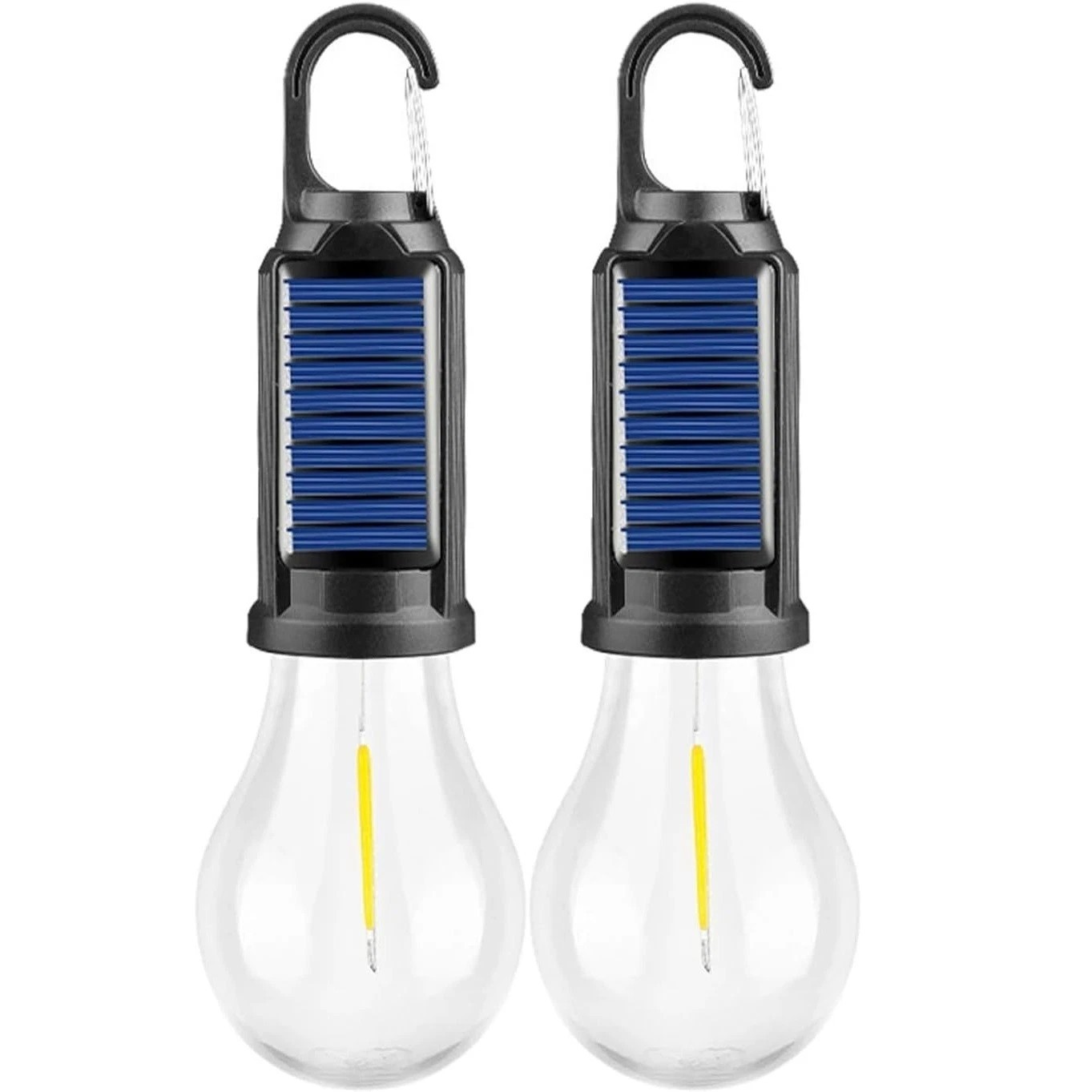2Pcs Solar Powered Hanging LED Light Bulb Outdoor Waterproof Tent Camping Lights