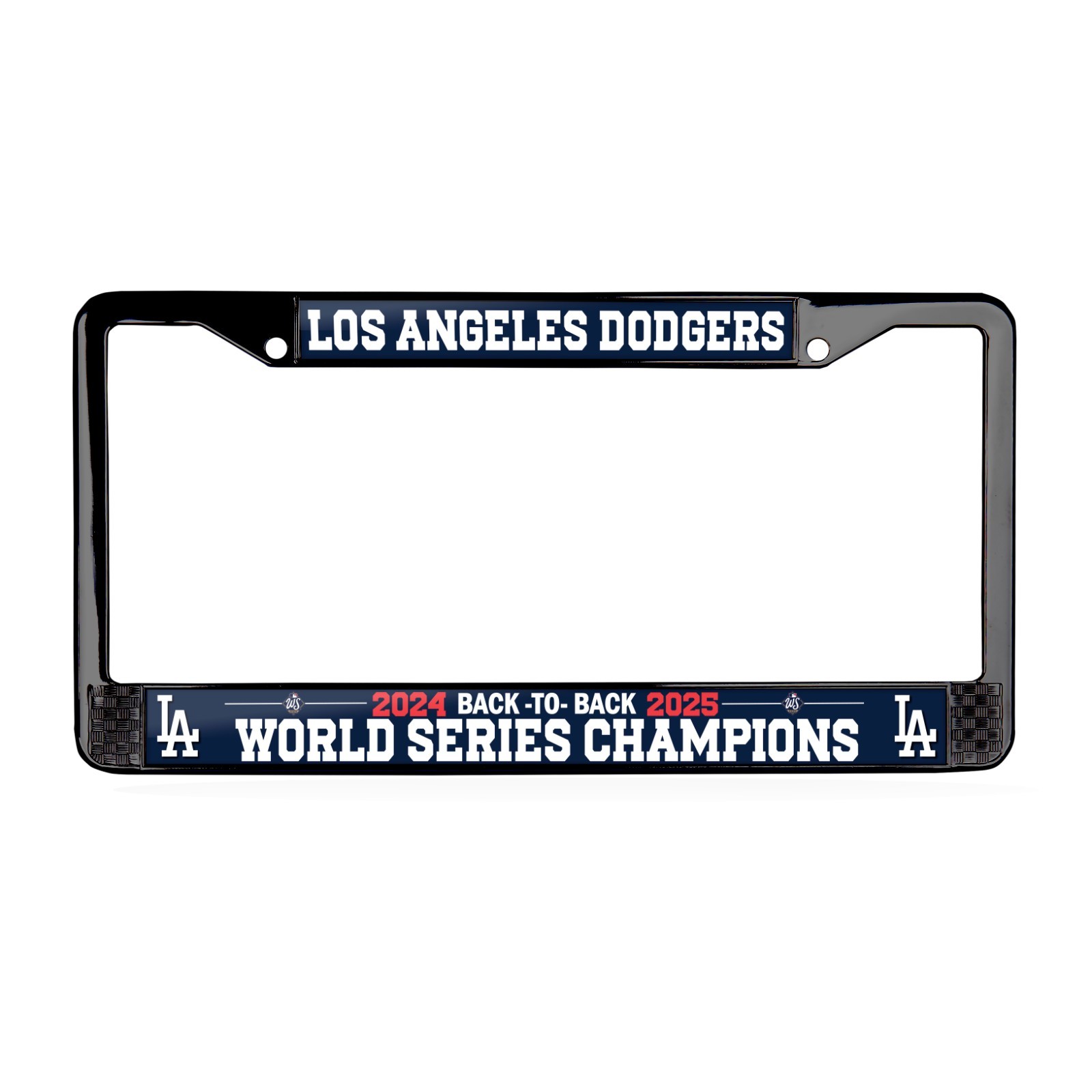 LA Dodgers Back to Back 24-25 World Series Champions 3D Black License Plate Car