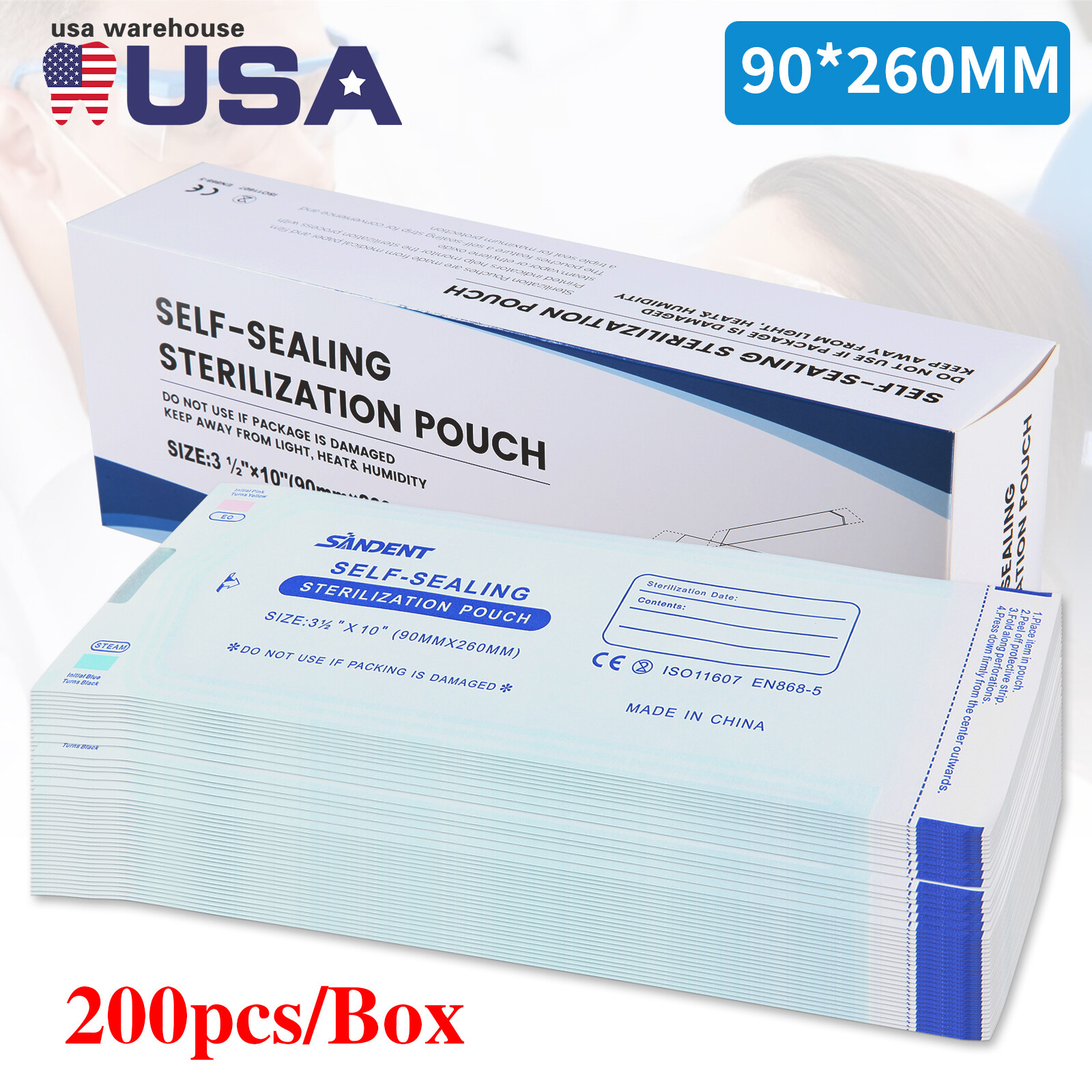 Self Seal Sterilization Pouches Dental Medical Autoclave Sterilizer Bags 3.5”x10