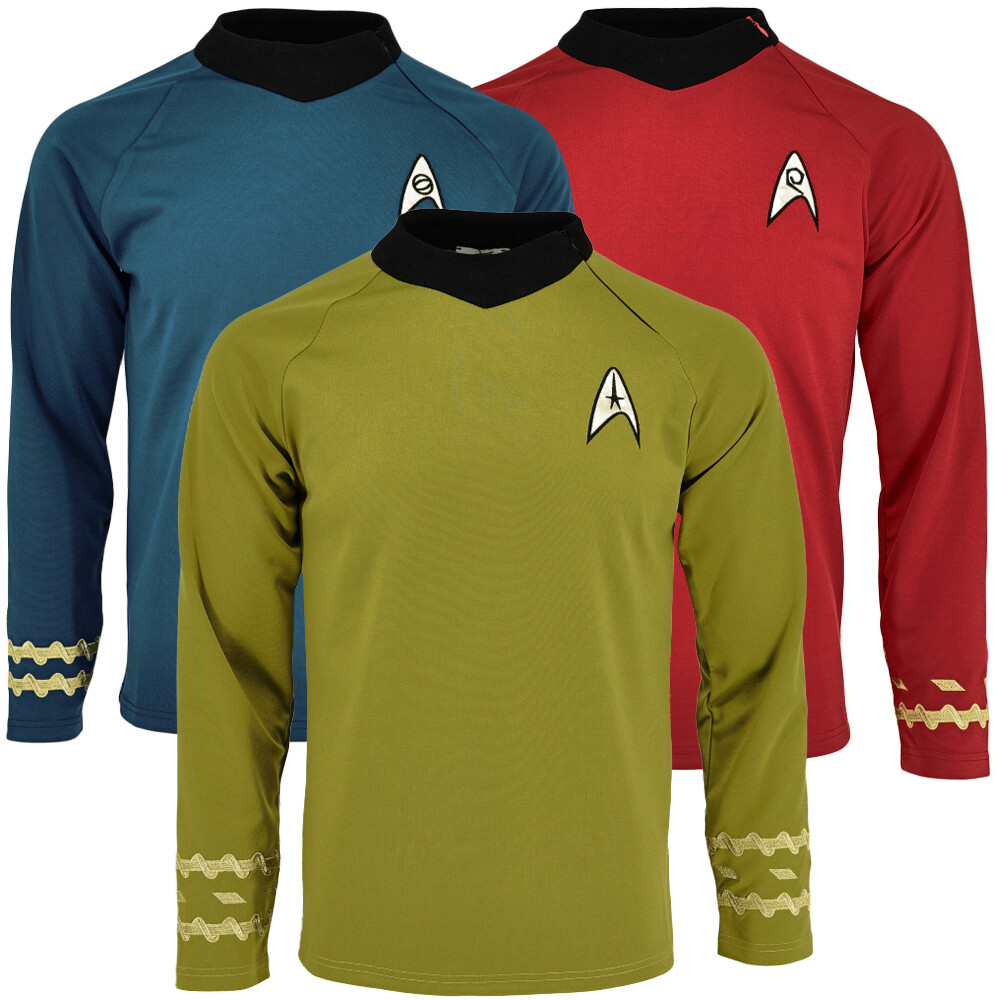 The Original Series Captain Kirk Gold Shirts TOS Spock Blue Red Uniforms Costume