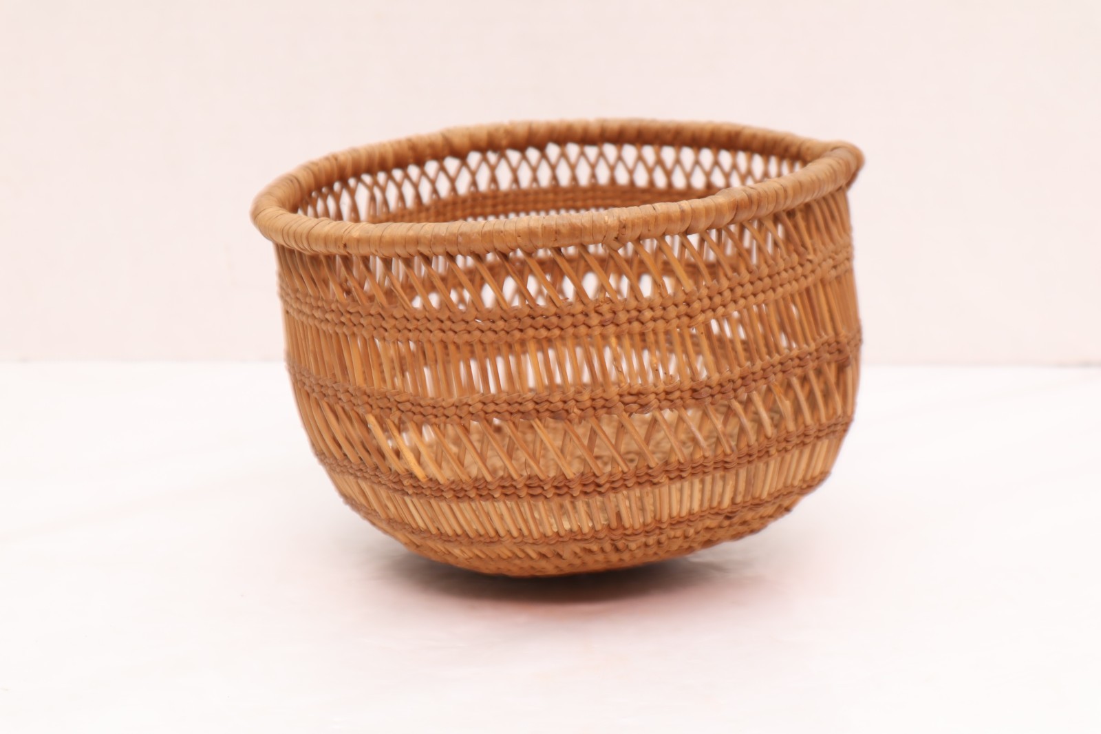 Vintage Hupa Yurok Karuk Northwest Openwork Basket Native American 8" ATQ