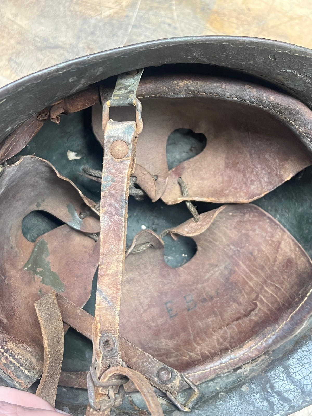 Original WWI French Adrian Helmet Adrian M1916 Italian chin strap