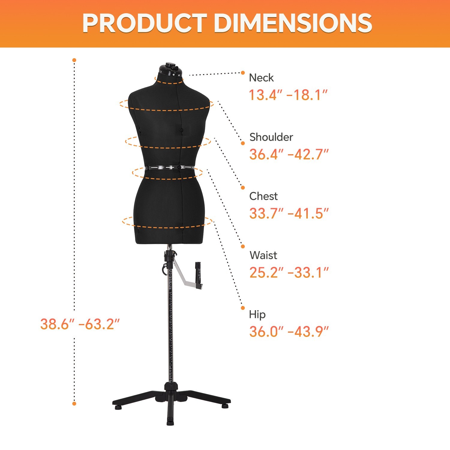Female Manikin Adjustable Dress Model Display Torso Body Clothing Forms, Small