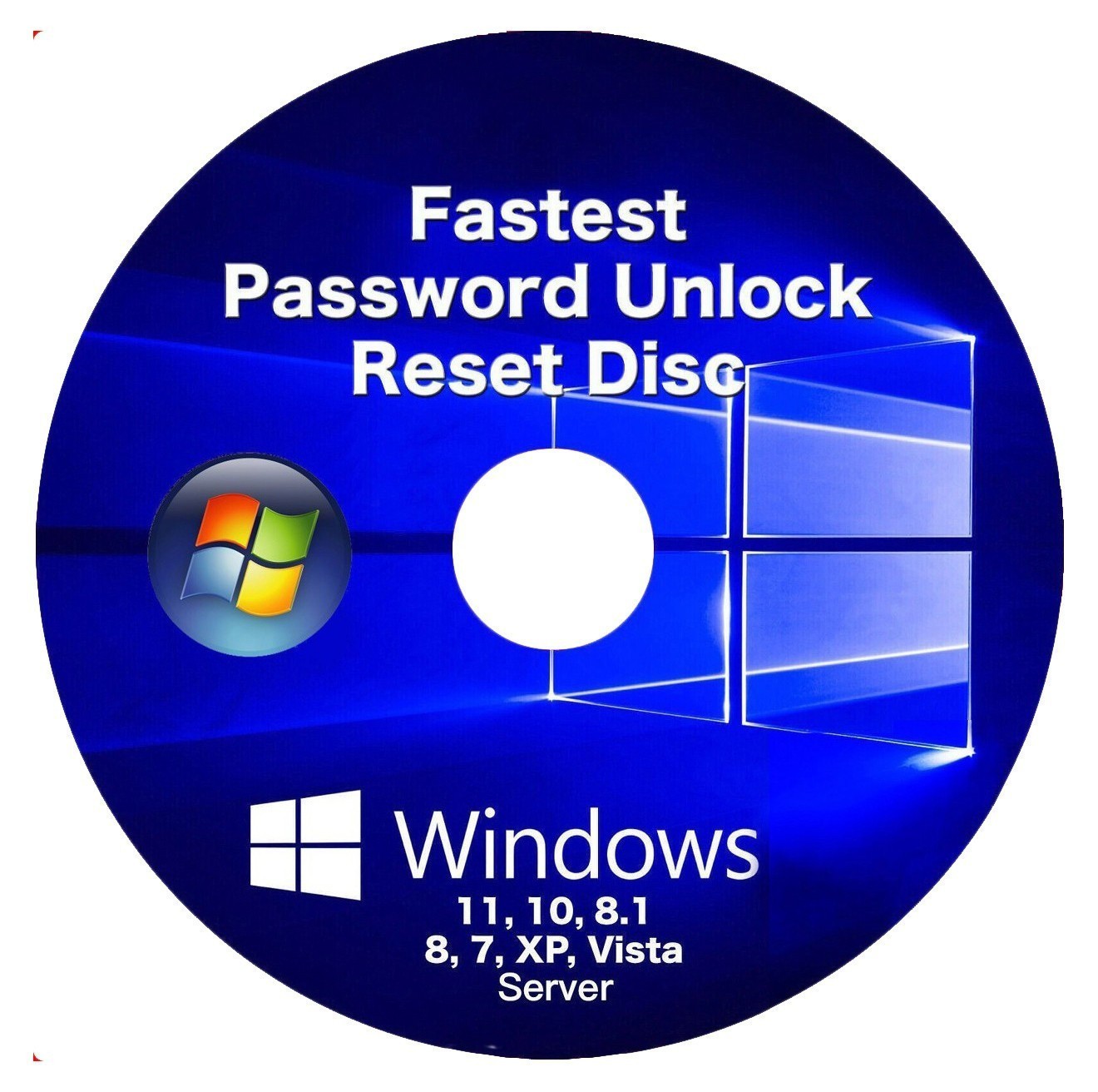 Windows Instant Password Reset Disc for Win 11, 10, 8.1, 8, 7, XP, Vista, Server