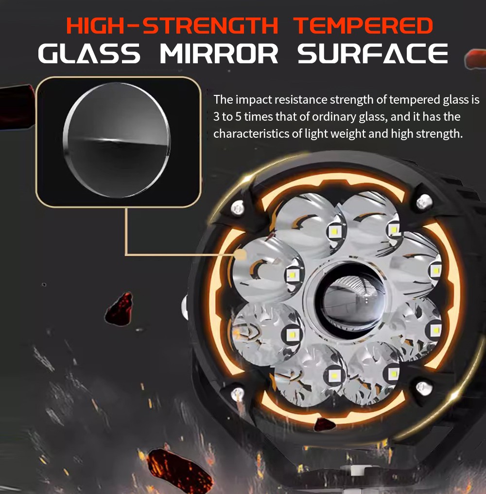 2x 6" Laser LED Motorcycle Driving Fog Spot Light Auxiliary Lamp White+Amber DRL